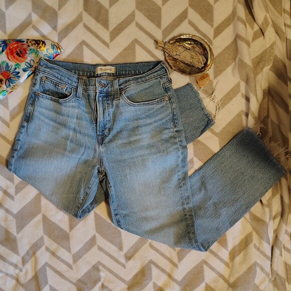 Madewell The Perfect Vintage Jean Distressed Cropped Pant Fringe Hemline - Picture 3 of 12